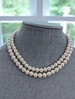 Vintage Retro Pin Up Champagne Glass Beaded Double Strand Hook Necklace